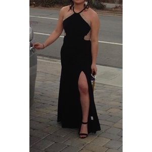 Black Halter Top Evening Gown